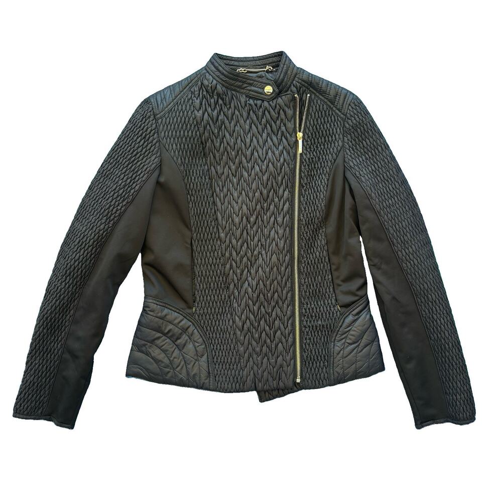 Laundry Shelli Segal Black Puffer Jacket Women’s Medium Animal Print Lining